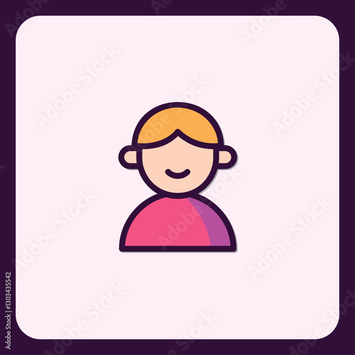 Stylized person outline icon with a friendly smile and rounded forms