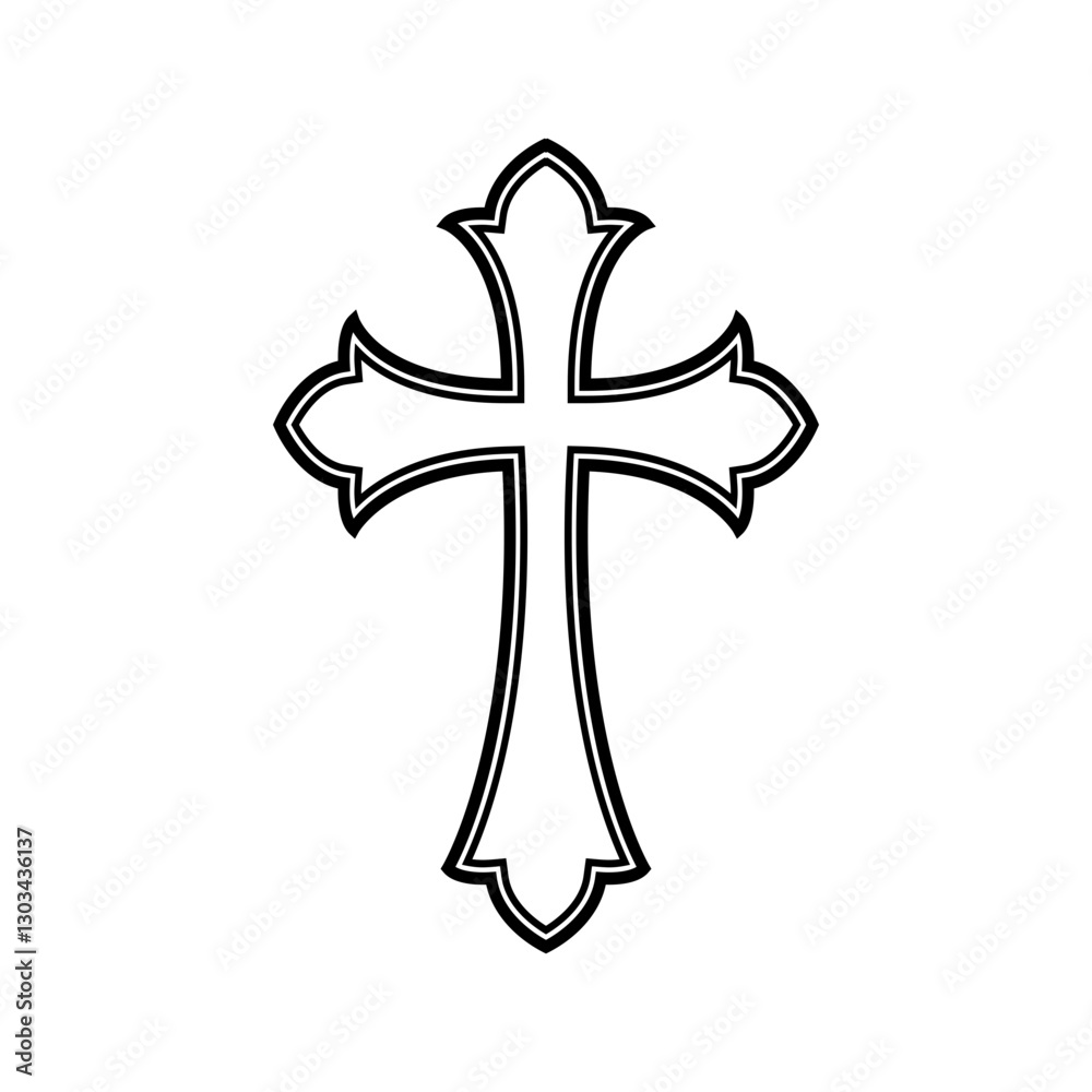 Cross with sun rays. Cross with fire. Winged cross. Church emblem templates. Design element in vector.