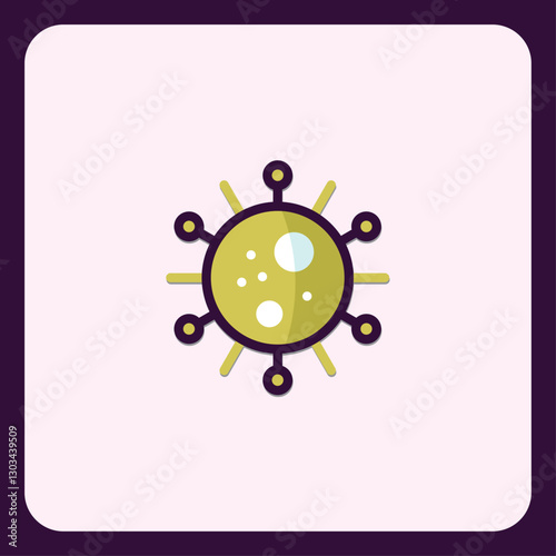 Conceptual microscopic icon of a virus cell, depicting scientific research