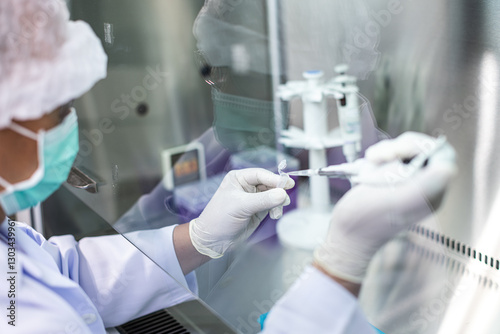 Laboratory pcr testing procedure research lab scientific content cleanroom environment close-up view medical applications