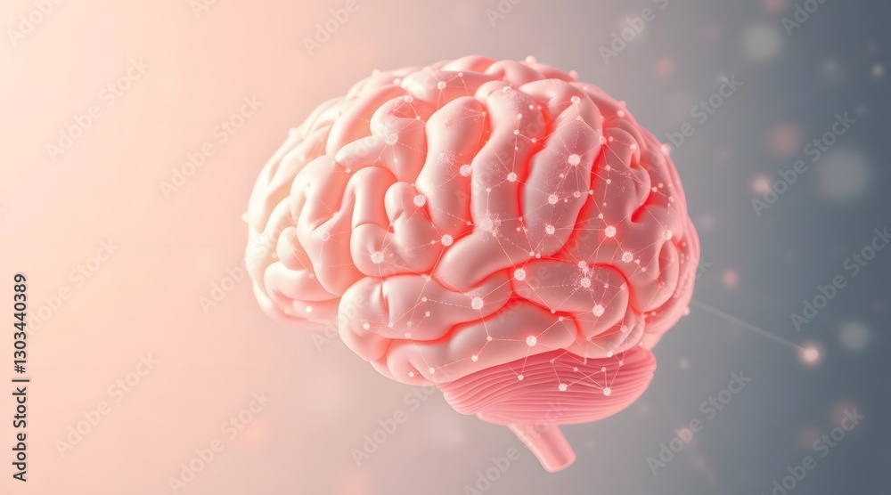Abstract representation of a glowing pink brain, symbolizing cognition, intelligence, and the intricate nature of human thought processes. Abstract representation of a glowing pink brain, symbolizing cognition, intelligence, and the intricate nature of human thought processes.