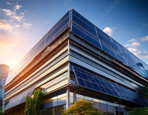 Generated image harmonious amalgamation of solar panels seamlessly incorporated into architectural design