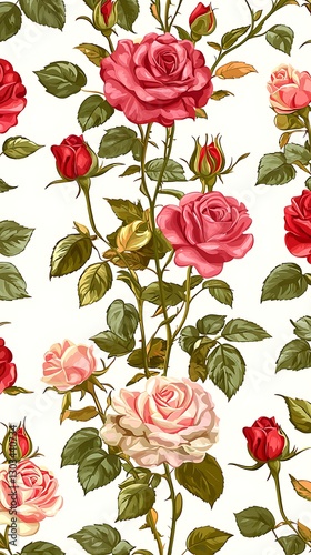 Roses floral pattern wallpaper