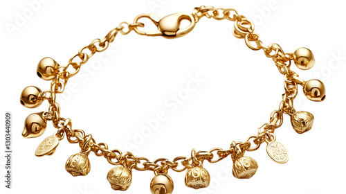 Wallpaper Mural Gold charm bracelet with small bells and pendants. Torontodigital.ca