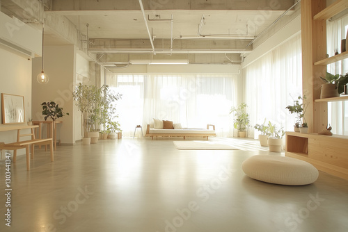 Bright and Airy Living Space with Large Windows and Minimalist Decor