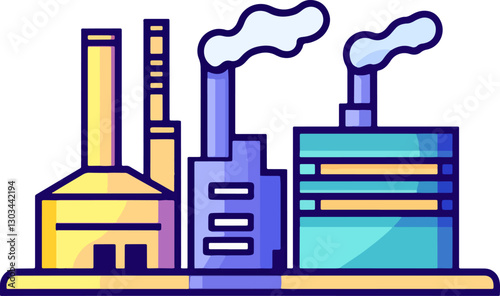  Industrial factory outline icon with smokestacks emitting pollution symbolizing manufacturing production and energy industry perfect for business engineering and economy concepts