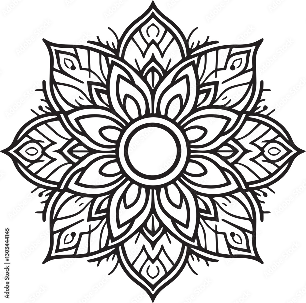 Naklejka premium Stylish Black Mandala Design Vector 
