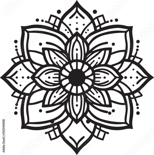 Stylish Black Mandala Design Vector 