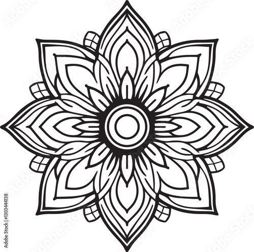 Stylish Black Mandala Design Vector 