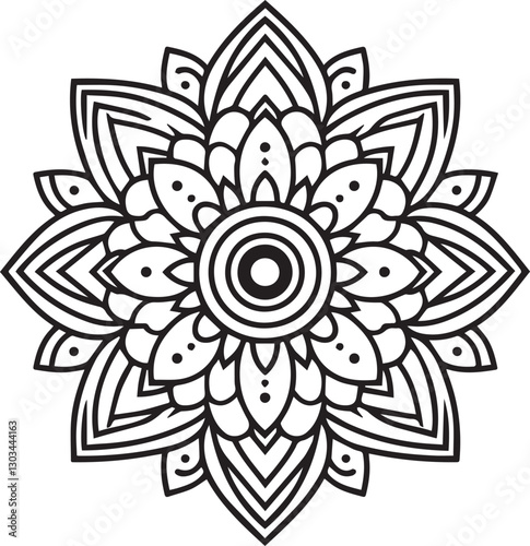 Stylish Black Mandala Design Vector 