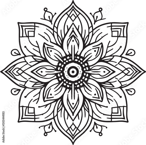Stylish Black Mandala Design Vector 