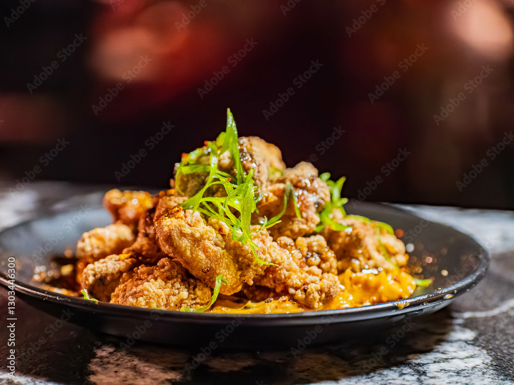 Close up shot of deep fried chicken wings