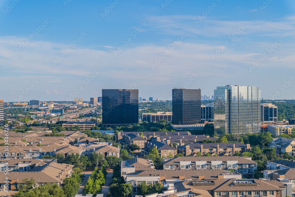 High angle view of the Dallas cityscape