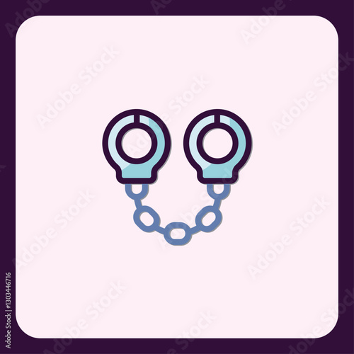 Isolated hand restraints vector icon illustration on soft pink background