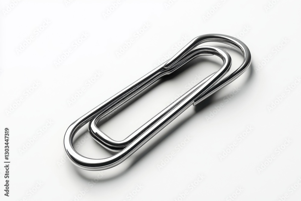 Three sleek paper clips arranged symmetrically on a clean white surface isolated on transparent background Three sleek paper clips arranged symmetrically on a clean white surface isolated on transparent background