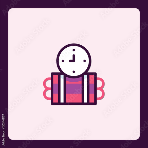 Stylized Vector Illustration of a Bomb with Clock for Design Elements