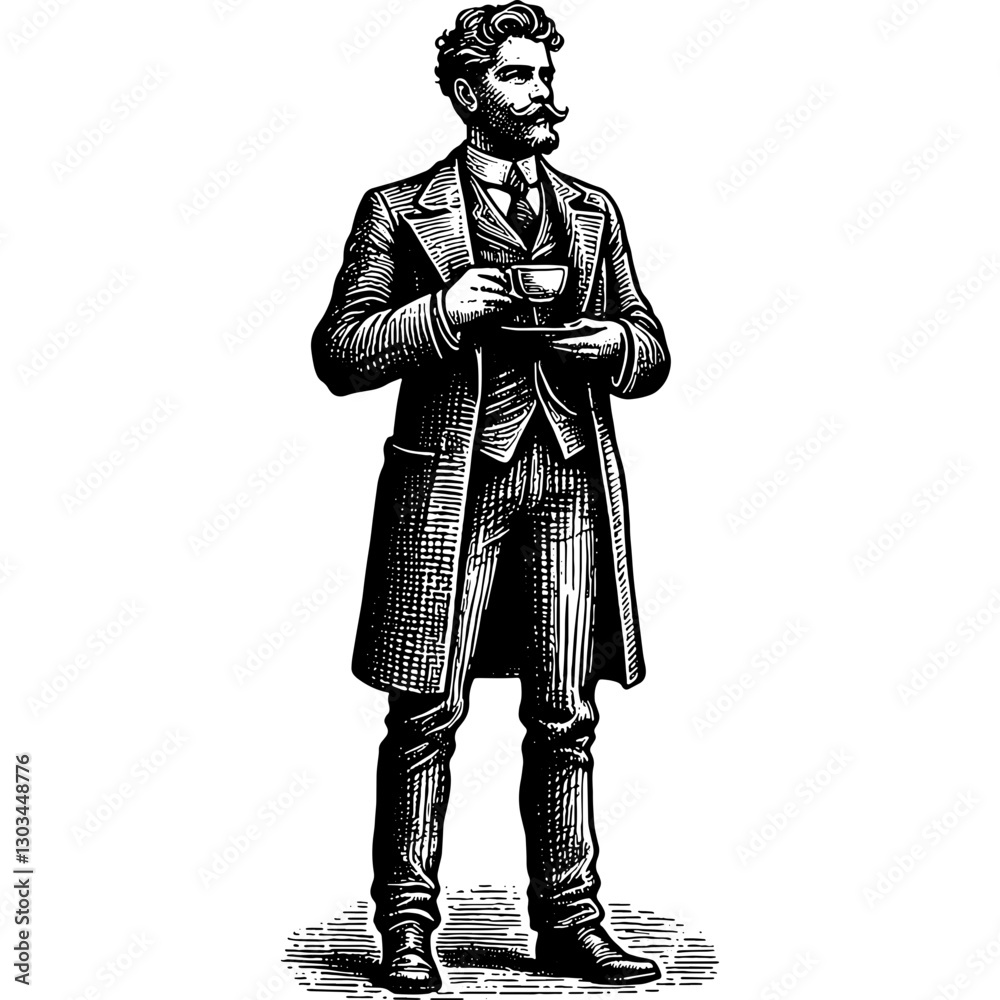 Fototapeta premium Man Holding Cup Of Coffee Or Tea
