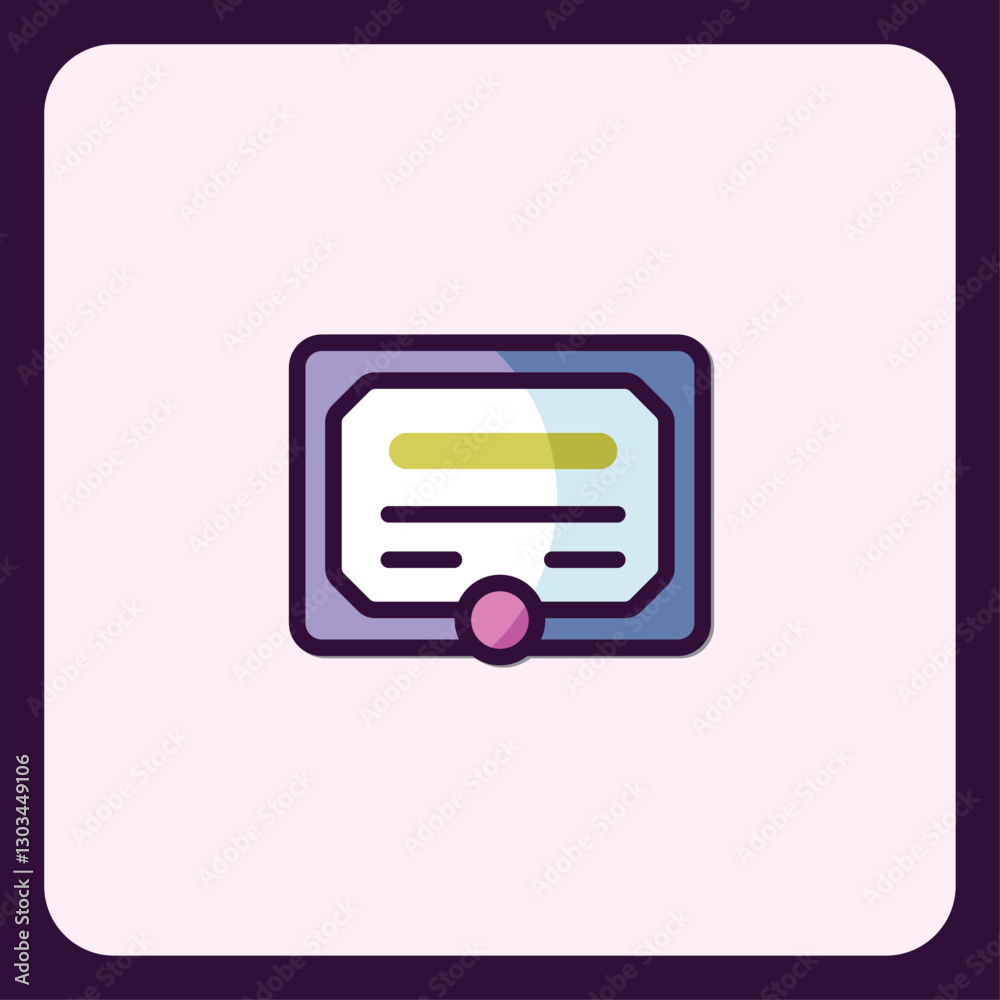 Graphical depiction of an academic certificate or diploma icon design Graphical depiction of an academic certificate or diploma icon design