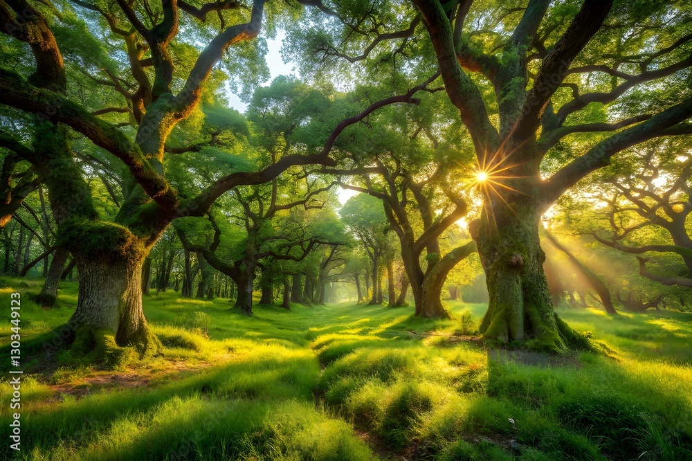 Sunlit Forest Serenity: A Verdant Woodland Escape Sunlit Forest Serenity: A Verdant Woodland Escape