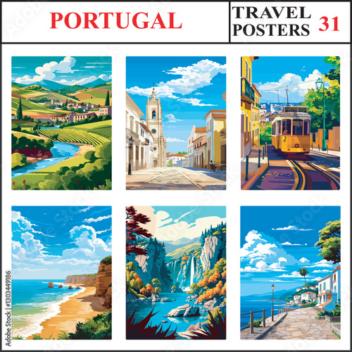 Portugal Douro Valley Alcobaca Lisbon Travel Poster Wall Art Print Collection Set Part 31