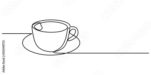 Continuous line drawing coffee cup. Hot drinks concept. Vector illustration, Coffee cup continuous line sketch tea icon cafe sketch drink single art outline mug logo food. Doodle cup line abstract pro