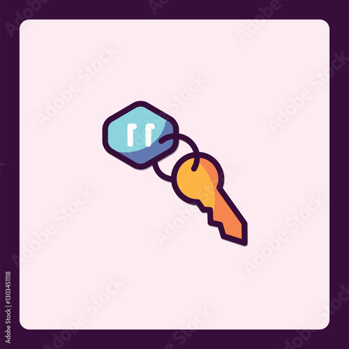 Stylized key with fob vector icon representing access and security