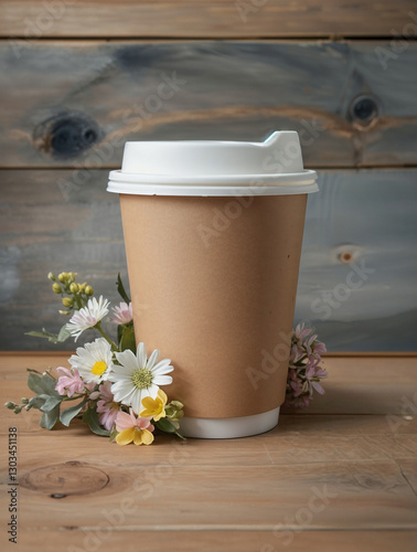 Ecostyle: Paper cup with natural charm. generative AI