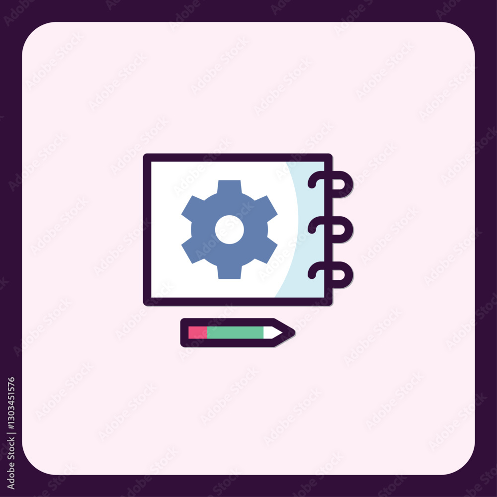 Development process icon symbolizing strategy and technical planning Development process icon symbolizing strategy and technical planning