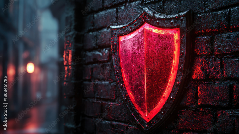 Fototapeta premium Visual representation of advanced post-quantum cryptography showcasing glowing encryption shields against quantum cyber threats in a futuristic environment