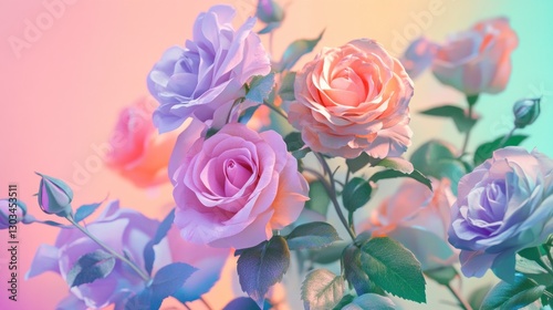 Pastel Roses Bouquet in Soft Light
