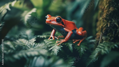Vibrant Red Poison Dart Frog Ranitomeya Reticulata for Nature and Wildlife Concepts photo