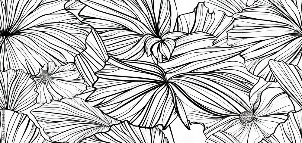 Intricate hexagonal patterns display floral designs with symmetrical lines and curves, creating a compelling visual of nature's beauty in black and white. Intricate hexagonal patterns display floral designs with symmetrical lines and curves, creating a compelling visual of nature's beauty in black and white.