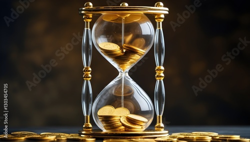 Time is money - conceptual image with hourglass and coins - Generative AI