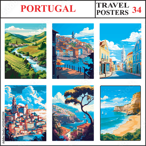 Portugal Douro Valley Porto Aveiro Travel Poster Wall Art Print Collection Set Part 34