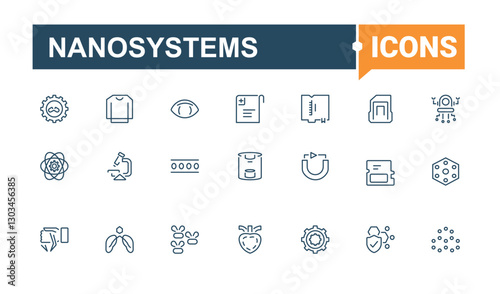 Nanosystems line icons. Related to medicine, article, thin, computer, business, health, medical and more. Thin outline icons pack. Editable stroke. Vector collection.