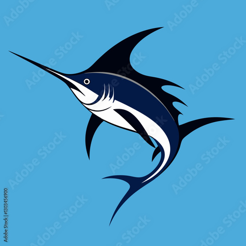  Stunning vector illustration of a Black Marlin, the ocean's fastest swimmer. Perfect for marine-themed designs, fishing logos, and aquatic artwork.