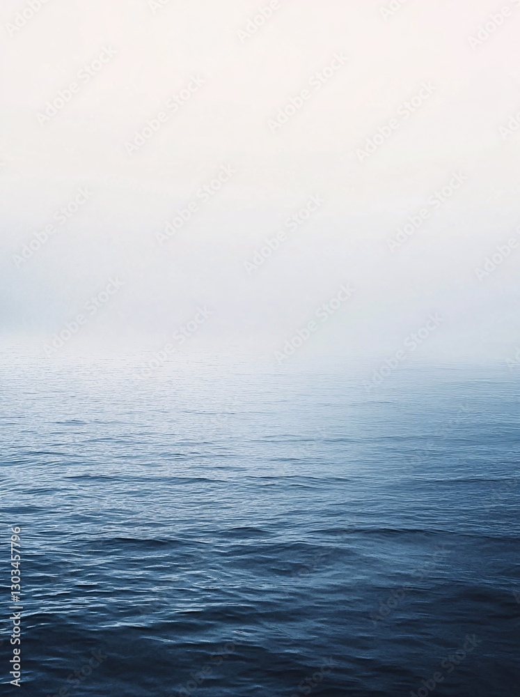 Obraz premium Abstract watercolor painting of blue sea horizon on textured paper, minimalist ocean landscape, artistic gradient, soft ink wash effect