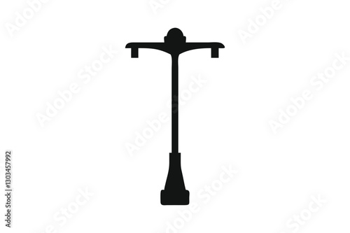 Silhouette of a Street Lamp with Two Curved Arms