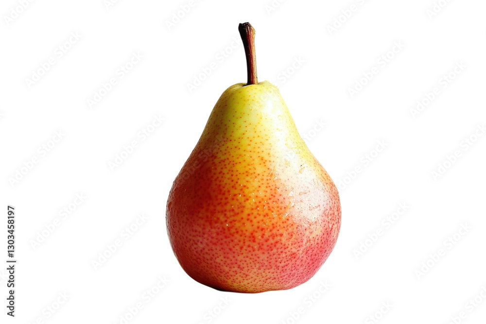 A vibrant pear elegantly displayed on a light background, highlighting its colors isolated on transparent background A vibrant pear elegantly displayed on a light background, highlighting its colors isolated on transparent background