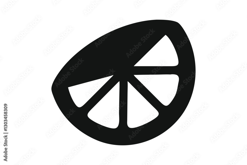 Lemon Slice Silhouette: Black and White Art Lemon Slice Silhouette: Black and White Art