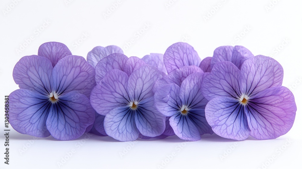 Obraz premium A bouquet of purple flowers arranged on a clean white surface