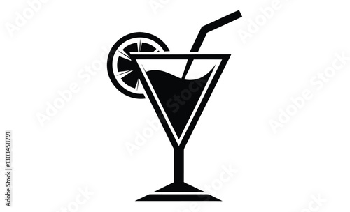 Cocktail icon, cocktail silhouette 