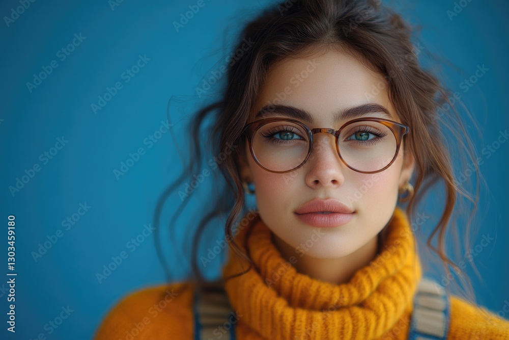 A woman wearing glasses and a yellow sweater