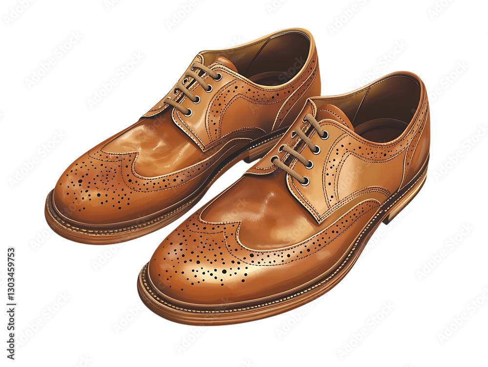 Fototapeta premium Pair of elegant brown leather brogue shoes.