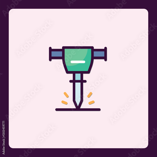 Minimalist Jackhammer Icon Illustrating Construction and Demolition Projects