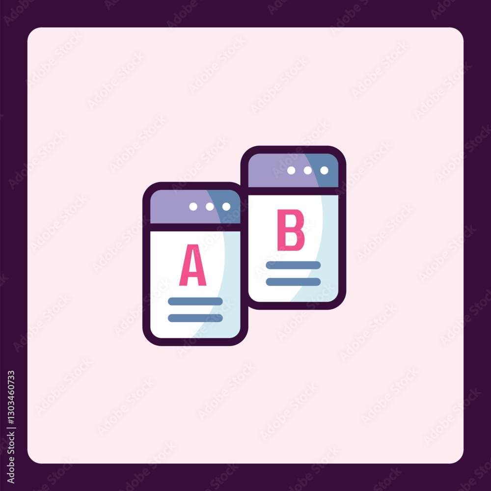 Abstract A and B comparison element concept icon representation, minimal art Abstract A and B comparison element concept icon representation, minimal art