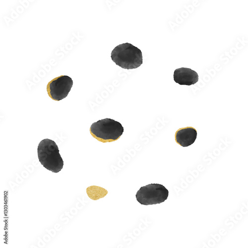 Black Watercolor Stains With Gold Texture