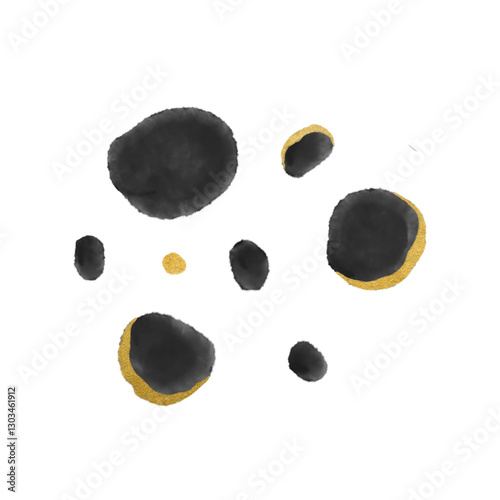 Black Watercolor Abstract Spots With Gold