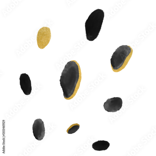 Black Watercolor Stains With Goolden Accents