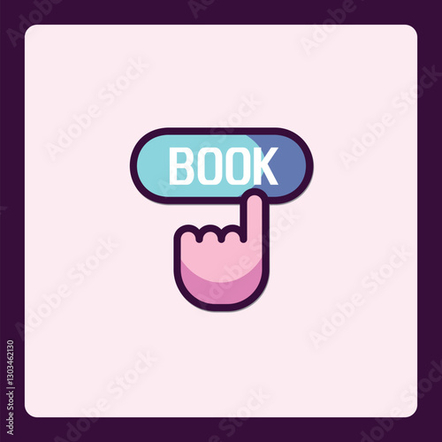 Modern booking icon with finger tapping, symbol for appointment scheduling